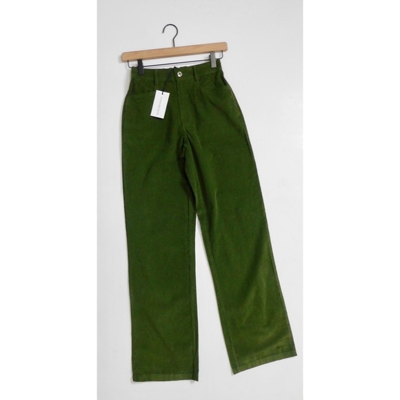 NWT!! WEWOREWHAT Elastic Back Corduroy Pants Basil Green Preppy Academia X-Small - Picture 3 of 16